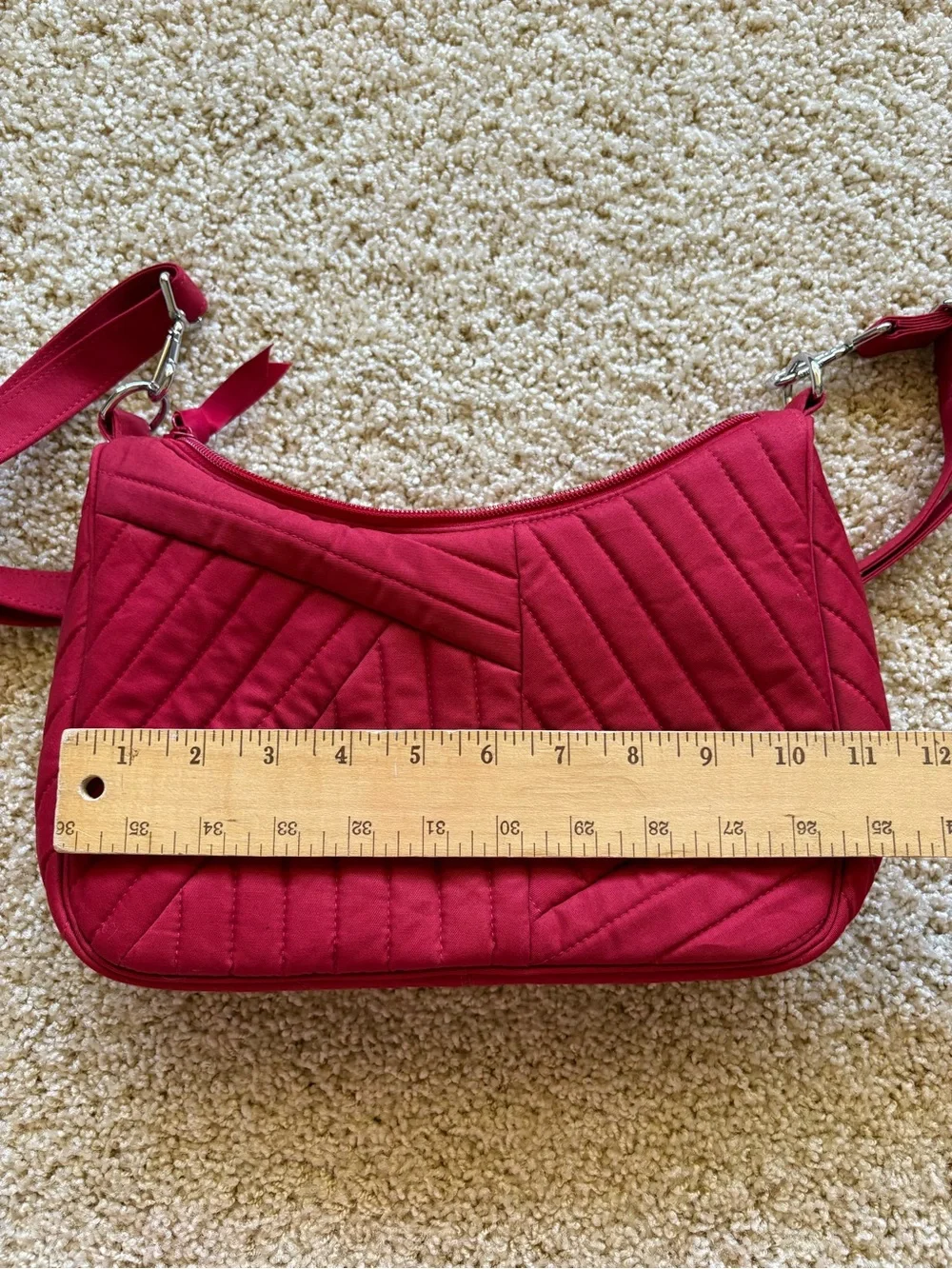 Vera Bradley Frannie Crescent Crossbody Cardinal Red Quilted‎ Shoulder Bag NWT
